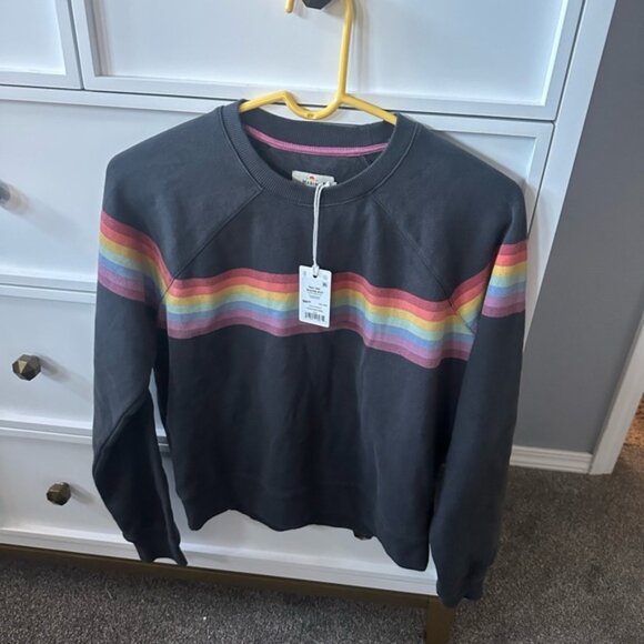 Marine Layer Charcoal Sweater with Multicolor Stripes - Picture 1 of 5